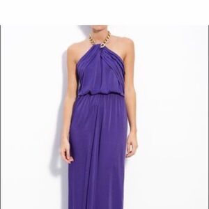 BCBG Chain Strap Crepe Halter dress